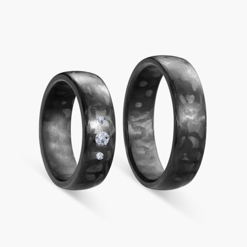 Obrączki ślubne: carbon, półokrągłe, 6 mm